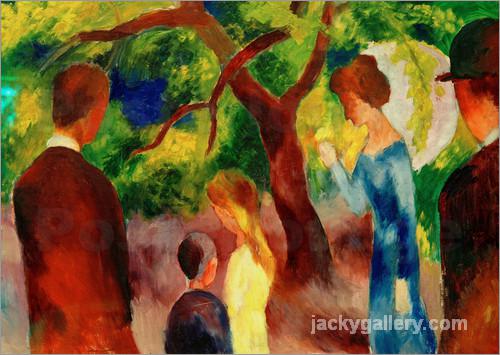 Great Promenade- People in the Garden, August Macke painting